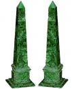 A Diminutive Late 19th Century Pair of Russian Malachite Obelisks