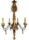 An 18th Century Italian EbonizedGiltwood and Iron 6-Light Chandelier