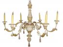 An 18th Century Italian PolychromeGiltwood and Iron 6-Light Chandelier