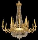 A First Quarter 19th Century Italian Crystal and Gilt Metal 16-Light Chandelier