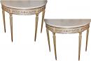 An Exquisite Pair of 18th Century Italian Louis XVI Demi Lune Console Tables