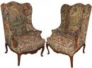 A Pair of Harlequin 18th Century Louis XV Walnut Wing Chairs