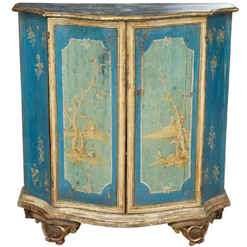 An 18th Century Italian Polychrome and Parcel Gilt Diminutive Credenza 