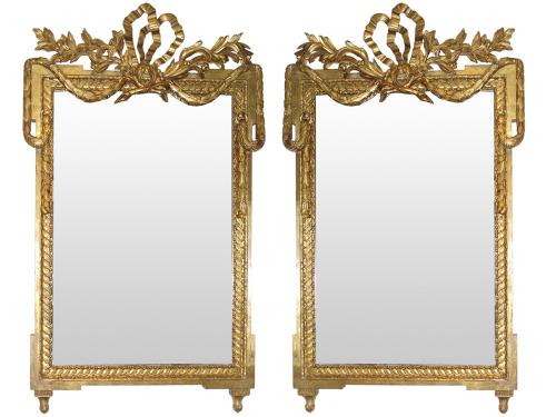 A Pair of Late 18th Century Italian Louis XVI Giltwood Mirrors 