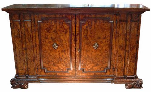 A Boldly Scaled 17th Century Italian Olivewood Palazzo Credenza