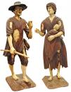 An Unusual Pair of Italian 18th Century Carved Bone and Wood Figurines