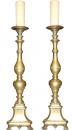 A Palazzo Scaled Pair of 17th Century Tuscan Solid Brass Candlesticks