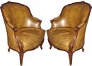 A Pair of Diminutive 19th Century Walnut Chauffeuses Fireside Chairs