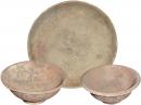 A Set of Two Etruscan Terracotta Bowls and a Plate