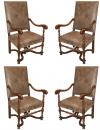 A Set of Four 18th Century French Baroque Walnut Fauteils Armchairs