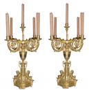 A Pair of Late 19th Century Gilt Brass Candelabra