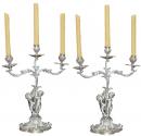A Pair of Italian 19th Century Silver Candelabra