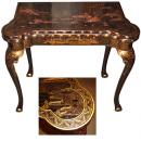 An English 18th Century Black Lacquered Chinoiserie Folding Games Table