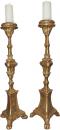 A Well-Sized Pair of Italian 18th  Century Carved Mecca Giltwood Pricket Sticks