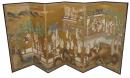 An Edo Period 18th Century Six-Paneled Japanese Lacquered Screen