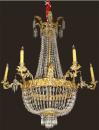 A 19th Century Italian Regency Six Light Cut Crystal and Ormolu Chandelier
