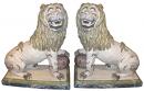 A Pair of 18th Century Angouleme Faience Seated Lions