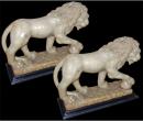 A Small Scale Pair of 19th Century Italian Alabaster Marzocco Lions