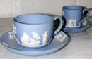 An English Pair of Miniature Wedgwood Blue & White Porcelain Cup & Saucer Sets