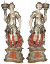 A Pair of 18th Century Polychrome and Parcel Gilt Angelo Torchères
