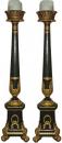 A Palazzo Pair of 18th Century Italian Polychrome and Parcel Gilt Pricket Sticks