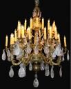 A Magnificent 19th Century Louis XV Forty-Two Light Rock Crystal and Bronze Dore Chandelier