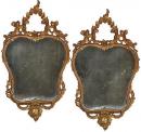 A Heart-Shaped Pair of 18th Century Italian Rococo Giltwood Mirrors 