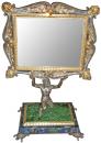 A Diminutive and Rare 19th Century Italian BronzeOrmoluMalachite and Lapis Table Mirror