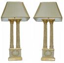 A Pair of Grandly Scaled 18th Century Twin Neoclassical Italian Corinthian Column Lamps