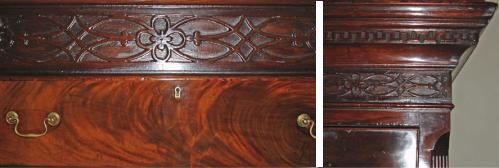 An 18th Century English Georgian Flame Mahogany Chest on Chest No. 3534 An 18th Century English Georgian Flame Mahogany Chest on Chest No. 3534