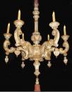 An 18th Century Tuscan Ochre and Creme Polychrome Six Light Chandelier