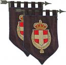 A Pair of 19th Century FabricCabochonsand Gold Thread Heraldic Banners of the House of Savoy