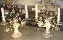 A Glittering Pair of Rock and Cut Crystal Girandole Candelabra