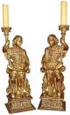 A Resplendent Pair of 18th Century Italian Giltwood Archangel Torchères