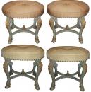 A Rare Set of Early 18th Century Venetian Polychrome and Parcel Gilt Benches