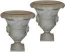 A Pair of Monumental Italian 19th Century White Carrara Marble Borghese Urns
