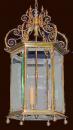 A 19th Century Three-Light Italian Hexagonal Brass Lantern Chandelier