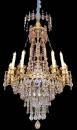A Magnificent Ten-Light 18th Century Rock CrystalCut Crystal and Brass Ormolu Chandelier
