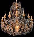 A Magnificent 18th Century Genovese Parcel-Gilt and Crystal 16-light Chandelier
