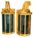 A Pair of 19th Century French Empire Yellow Painted Tole Lanterns