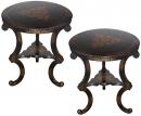 A Pair of English Late Regency Lacquered and Parcel Gilt Side Tables