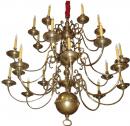 A Large Scale Three Tiered Early 19th Century Dutch Brass Chandelier