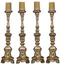 A Rare Set of Four Matching 18th Century Giltwood Pricket Sticks