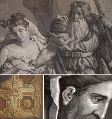 A Pair of 18th Century Neoclassical Ink on Paper Theatrical Panels
