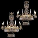 A Pair of 19th Century Cobalt Blue and Clear Crystal Russian Chandeliers