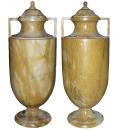 A Pair of 19th Century Italian Sienna Marble Stylized Amphora Urns