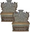 A Rare Pair of Late 17th c. Diminutive Polychrome Cassapanca
