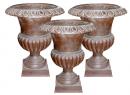 Set of Three 19th Century Italian Cast Iron Borghese Urns