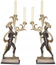 An Extraordinary Pair of 18th Century Italian Polychrome and Parcel Gilt Blackamoor Candelabras