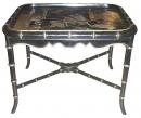 A 19th Century Chinese English Export Black Lacquer Chinoiserie Papier-Mache Serving Tray